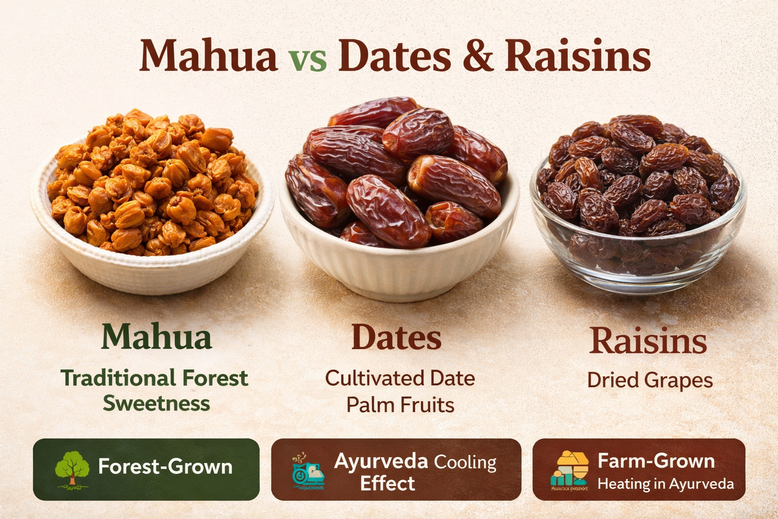 Mahua vs Dates &amp; Raisins: How Forest Sweetness Compares to Natural Sweeteners