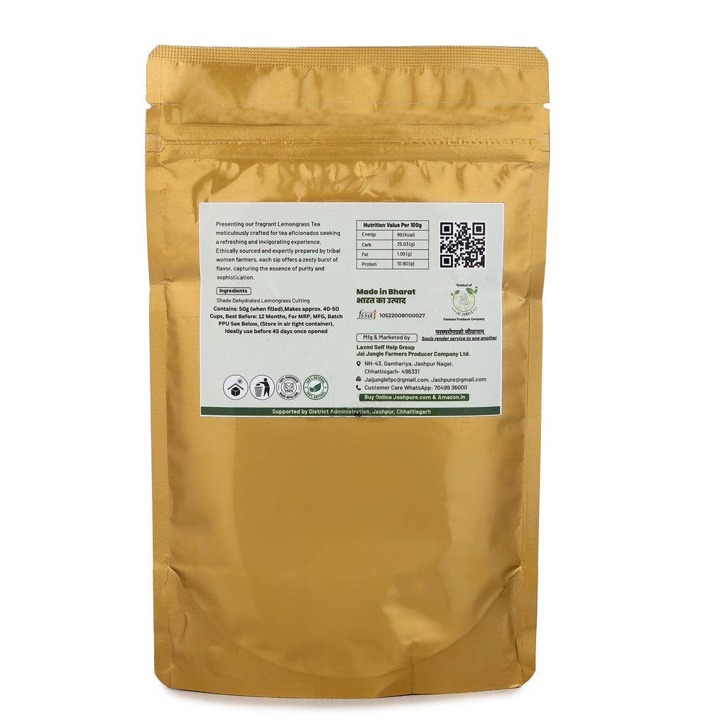 Lemongrass Tea – Shade-Dehydrated Herbal Infusion - 50 Grams