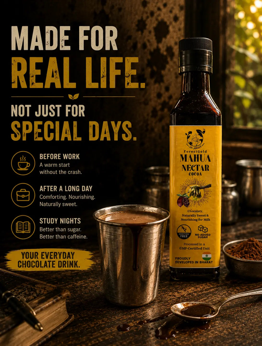 Mahua Nectar Cocoa : No Added Sugar Chocolaty Milk Mix