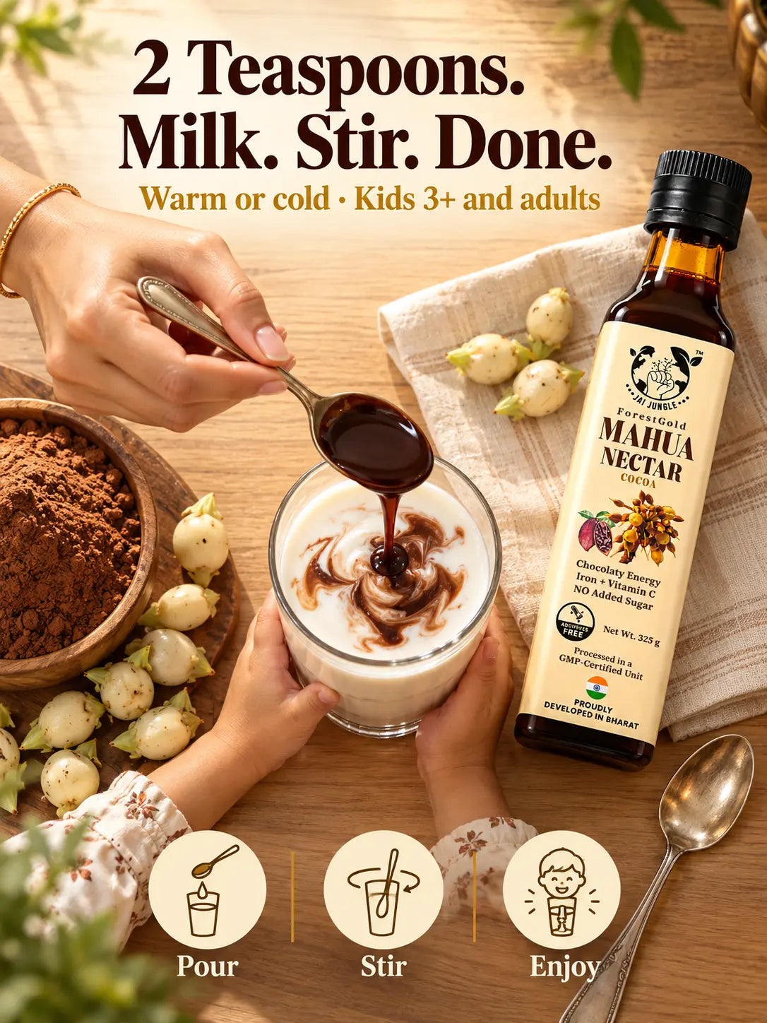 Mahua Nectar Cocoa • Iron-Rich Chocolate Milk Syrup