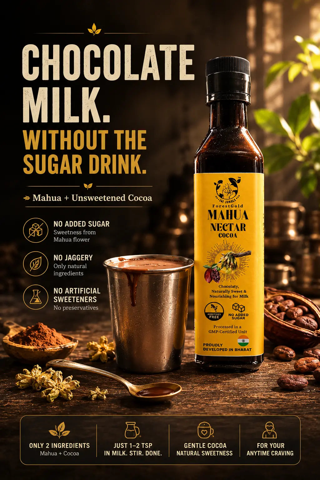Mahua Nectar Cocoa : No Added Sugar Chocolaty Milk Mix
