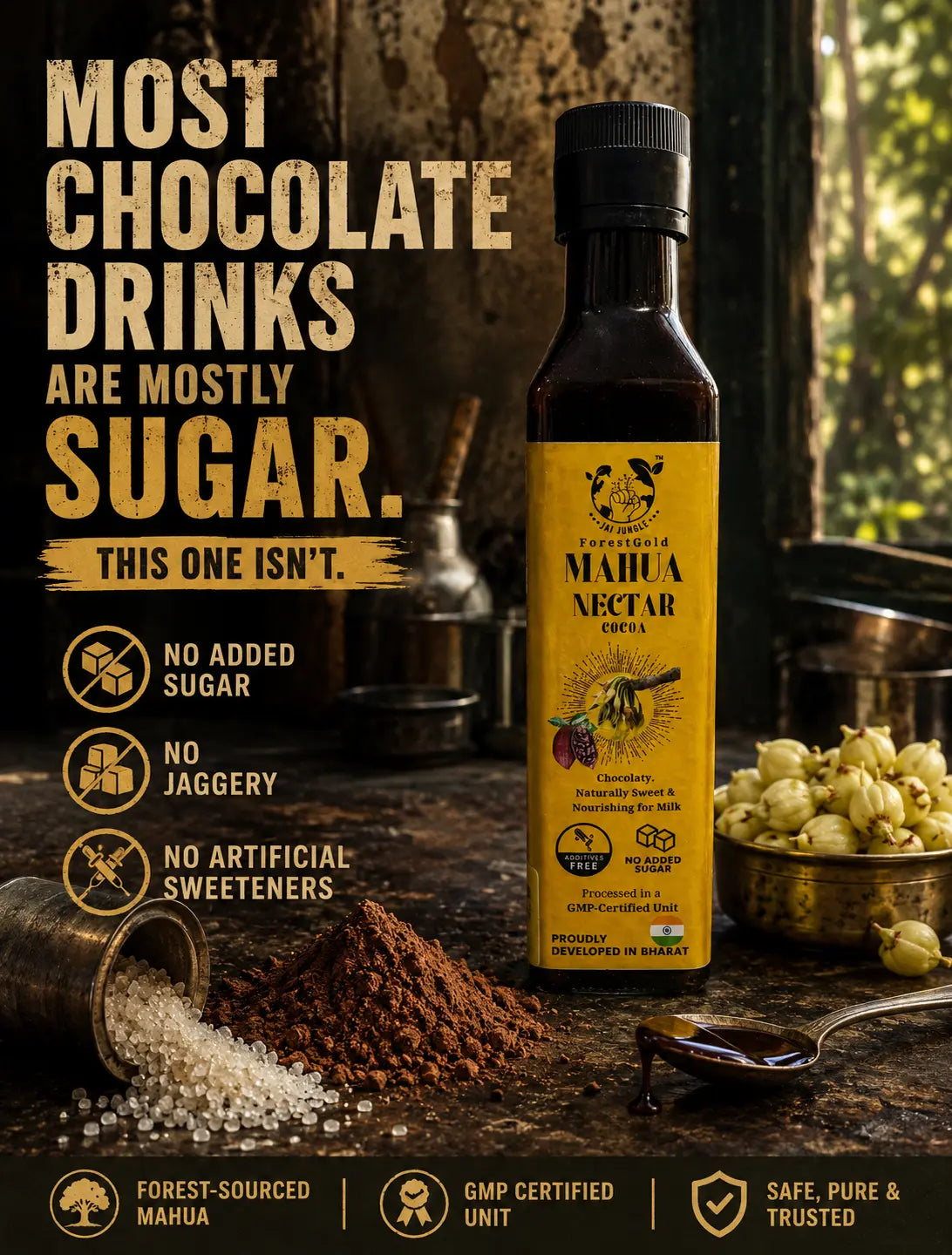 Mahua Nectar Cocoa : No Added Sugar Chocolaty Milk Mix