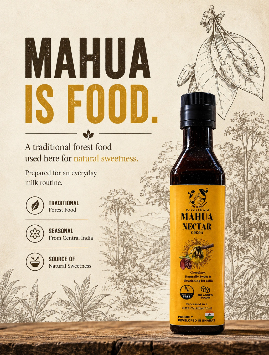 Mahua Nectar Cocoa : No Added Sugar Chocolaty Milk Mix