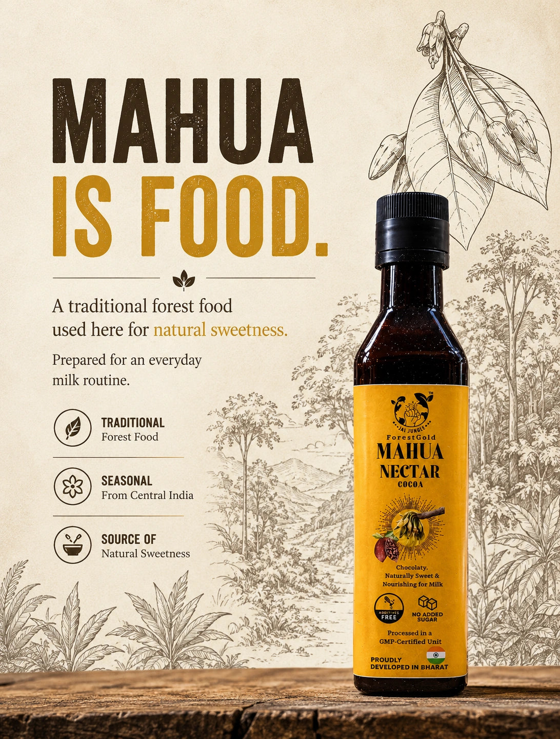 Mahua Nectar Cocoa : No Added Sugar Chocolaty Milk Mix