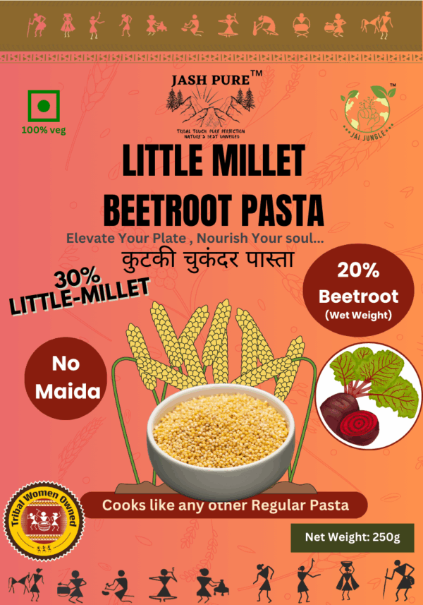 Little Millet Beetroot Pasta – 30% Kutki + 20% Beetroot, Healthy No Maida Pasta by Jai Jungle