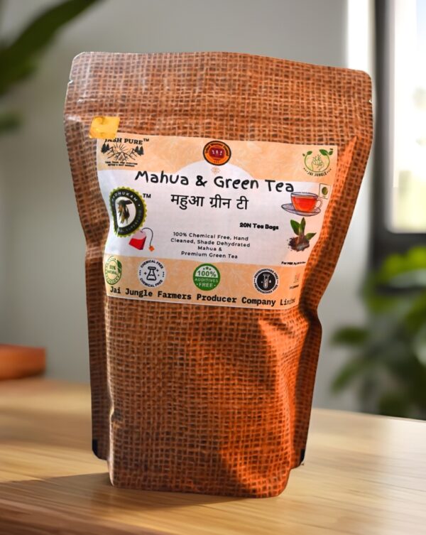 Mahua & Green Tea infusion pack – herbal blend of shade-dried Mahua flowers and premium green tea, crafted by Jai Jungle.