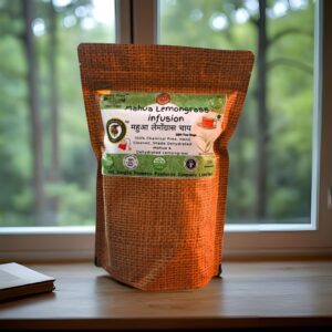 Mahua Lemongrass Infusion pack – herbal caffeine-free infusion made with shade-dried Mahua flowers and dehydrated lemongrass by Jai Jungle.