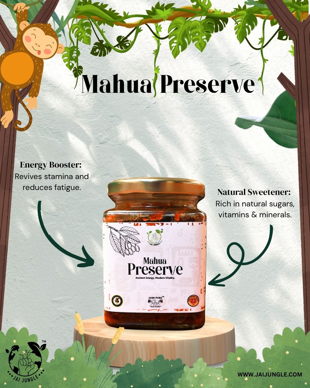 Mahua Preserve by Jai Jungle – a natural tribal-crafted pickle and sweetener made from Mahua flowers, rich in vitamins, minerals, and natural sugars that boost stamina and reduce fatigue.