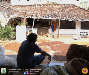 Traditional Mahua flower drying in a tribal village courtyard — connecting forests, food, and livelihoods.