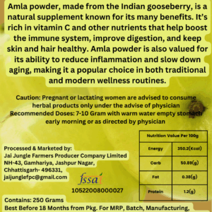 Jai Jungle Amla Powder 250g – herbal fruit powder from Jashpur’s tribal regions