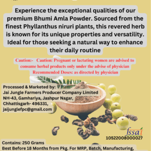 Jai Jungle Bhumi Amla Powder 100g – shade-dried herbal powder from Jashpur