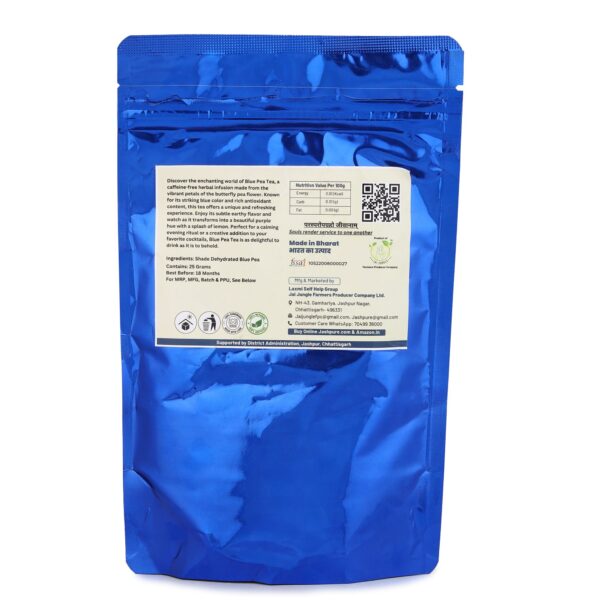 Back of Blue Pea Loose Buds Pack – Jai Jungle Shade-Dehydrated Butterfly Pea