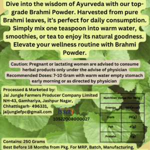 Jai Jungle Brahmi Powder 250g – herbal powder from Jashpur’s tribal regions