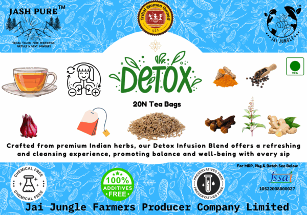 Detox Herbal Tea Blend Front Packaging – Jai Jungle Herbal Infusion