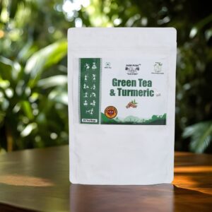 Back of Green Tea Turmeric Blend Tea Bag Pack – Jai Jungle Herbal Infusion