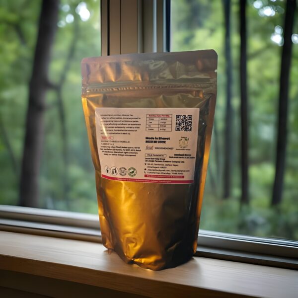 Jai Jungle Hibiscus Loose Tea Back – 50g pack with nutritional information and FSSAI details