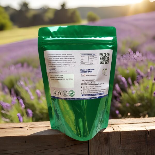 Back of Lavender Tea Bag Pack – Jai Jungle Herbal Infusion