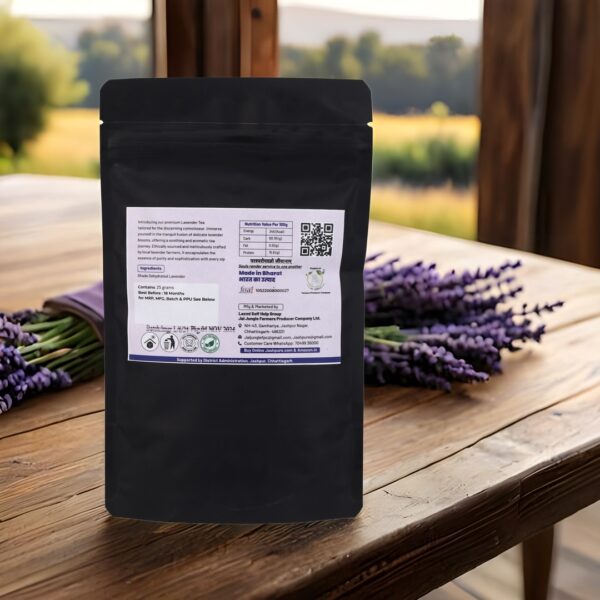 Back of Lavender Buds Loose Tea Pack – Jai Jungle 25g Herbal Infusion