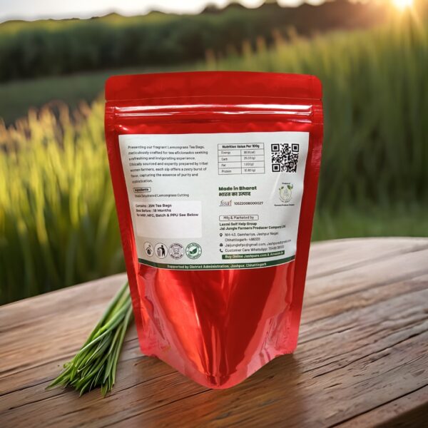 Back of Lemongrass Tea Bag Pack – Jai Jungle Herbal Infusion