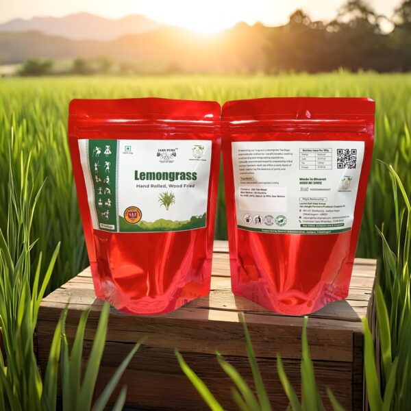 Lemongrass Tea Bags – Jai Jungle Herbal Infusion, Front & Back Packaging