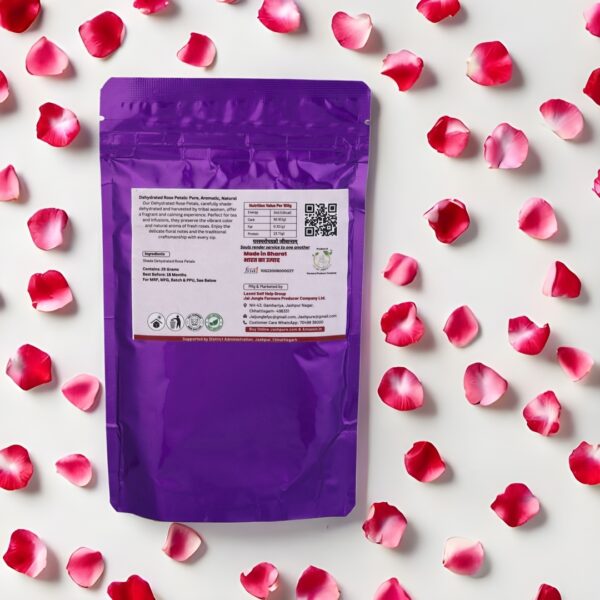Back packaging of Rose Petals Loose 25g – Jai Jungle Shade-Dehydrated Infusion
