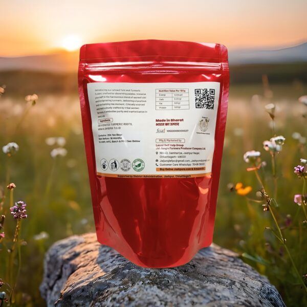 Back of Tulsi & Turmeric Herbal Tea Pack – Jai Jungle