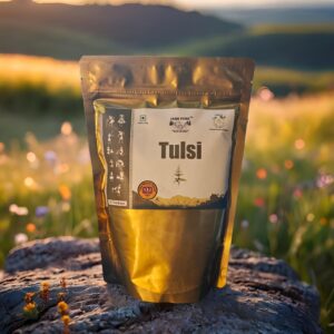 Front view of Jai Jungle Tulsi Tea Bags – 25N pack made from Krishna & Vana Tulsi.